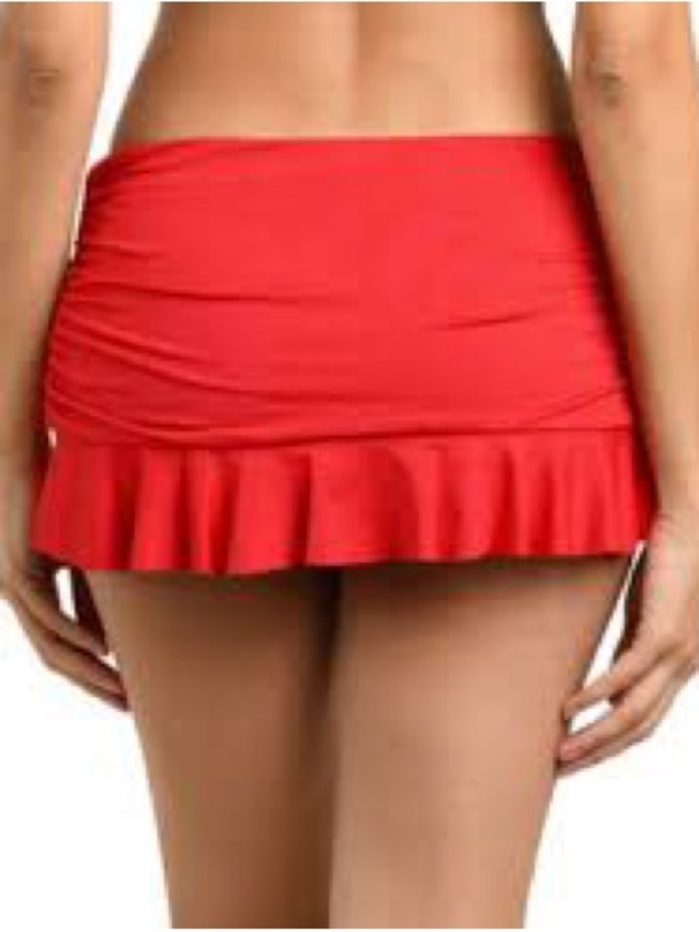 Red Ruffled Swim Skirt
